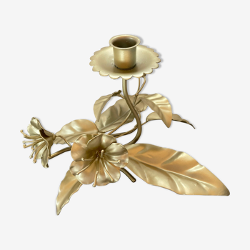 Candle holder flower metal pale gold