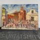 Oil on wood, “village festival”, Italy, 1960s