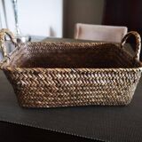 Basket / storage basket in woven rattan - Mid 20th century