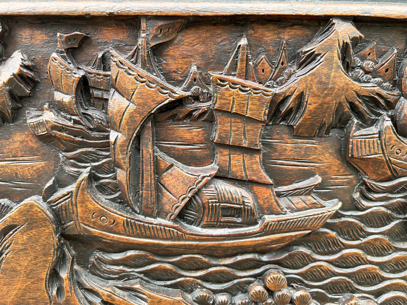 Large Chinese carved camphor wood chest from the 20s/30s