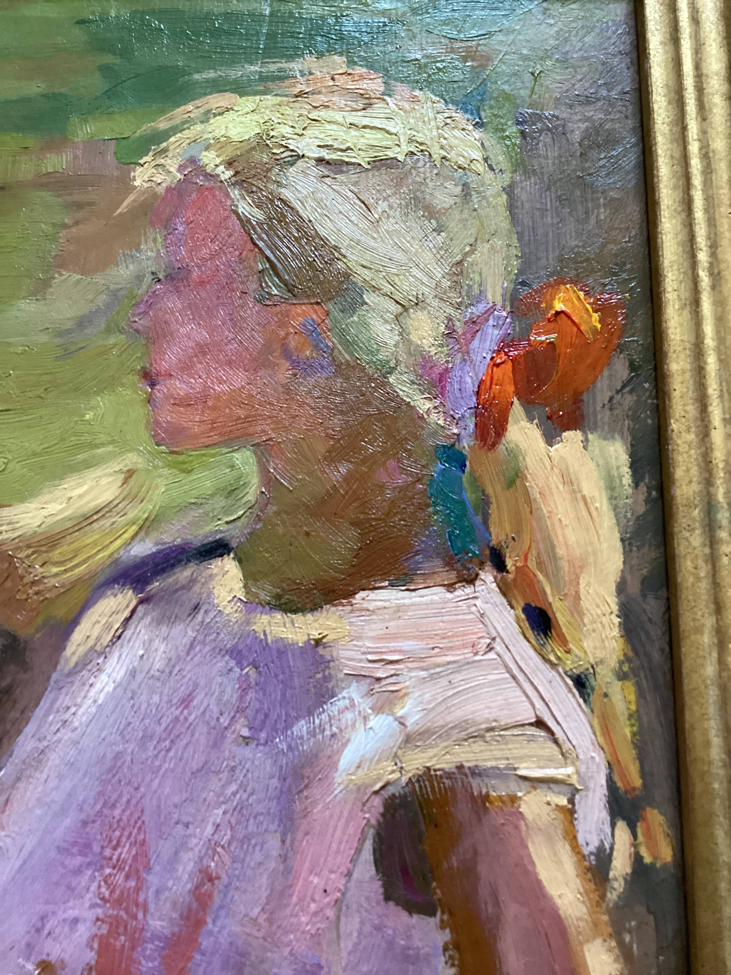 Oil painting on cardboard signed dimensions: height -49cm-width -59 cm-