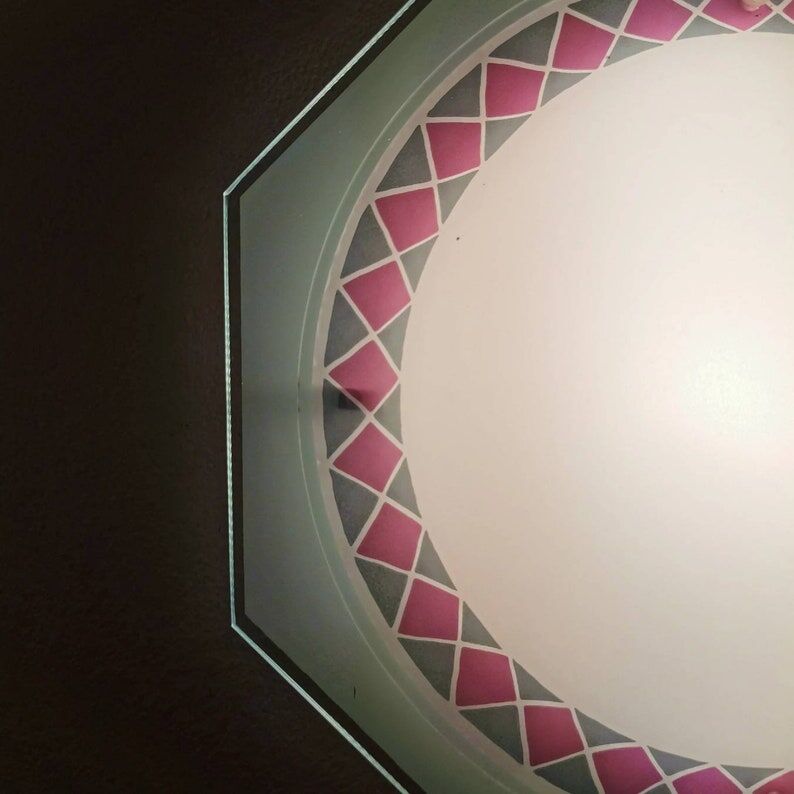 Vintage glass ceiling lamp 80s