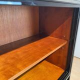 Vintage Bauhaus Office Cabinet in Black Lacquer and Mahogany, 1930