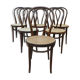 Set of 6 bistro chairs canned in curved wood N°18