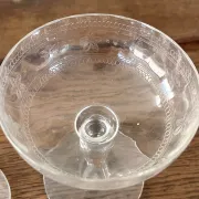 Champagne coupes etched set of 4