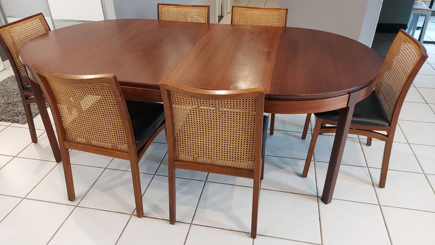 Suite of 6 vintage Scandinavian teak chairs 1970