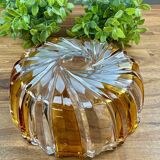 Vintage two-tone amber and clear glass salad bowl