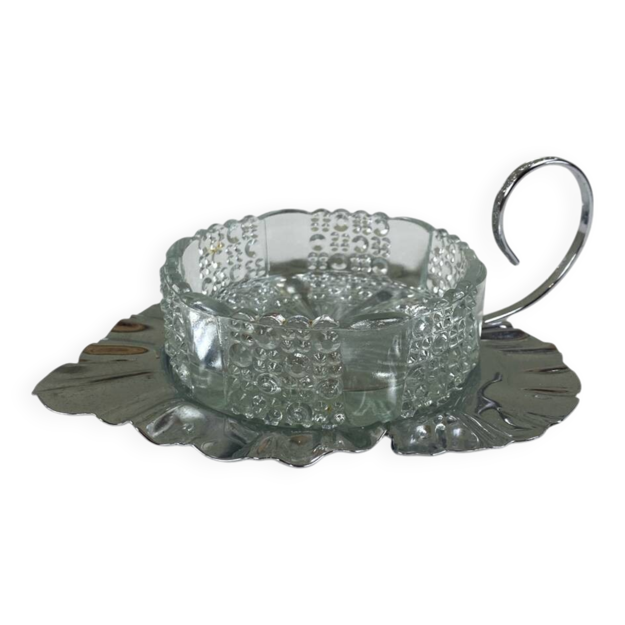 Metal and glass bowl