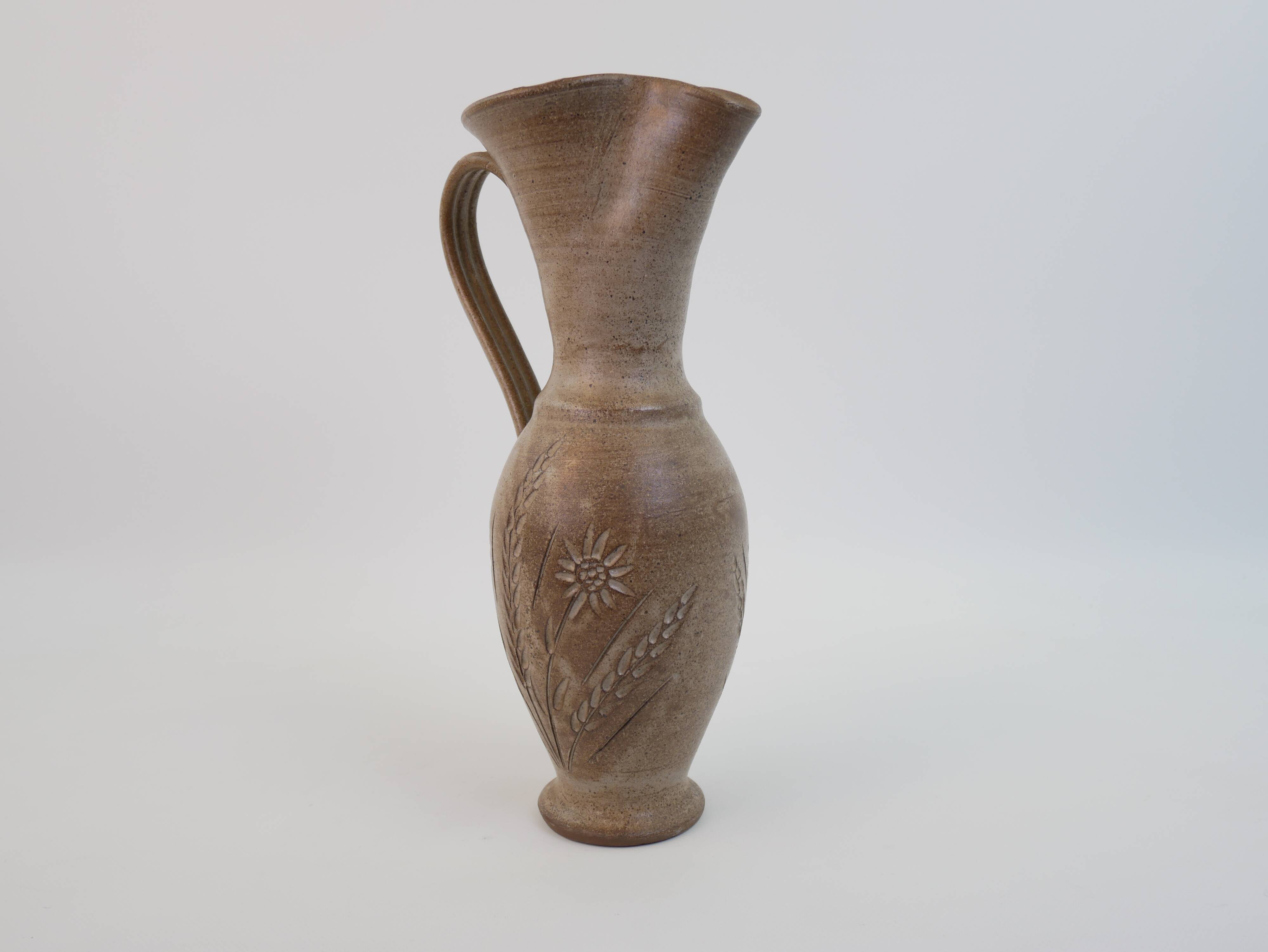 Large chiseled ceramic jug from Vallauris