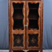 Showcase in precious wood marquetry, Louis XV Transition style.