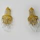 Pair of vintage 3-tiered hot air balloon wall sconces with glass tassels. 1960s