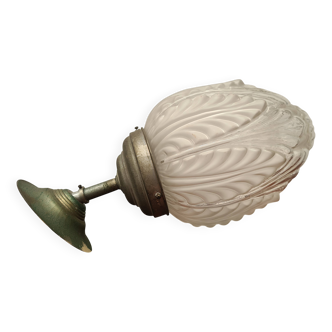 Art deco pendant light, frosted glass, French work