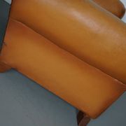 Pair of French Cognac Moustache Back Leather Club Chairs, 1950s