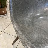 DSW chair elephant grey fibre, walnut dowel, Eames, Herman Miller, vintage.