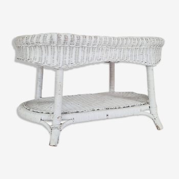 White rattan coffee table