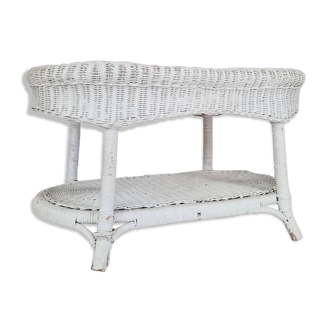 Table basse en rotin blanc