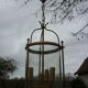 Glass lantern and gilded brass, antique pendant lamp