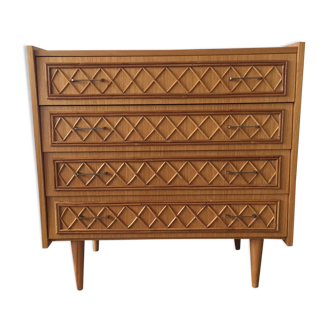 Commode vintage avec rotin