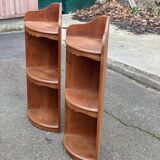 Pair of 19th-century solid wood corner wall shelves.