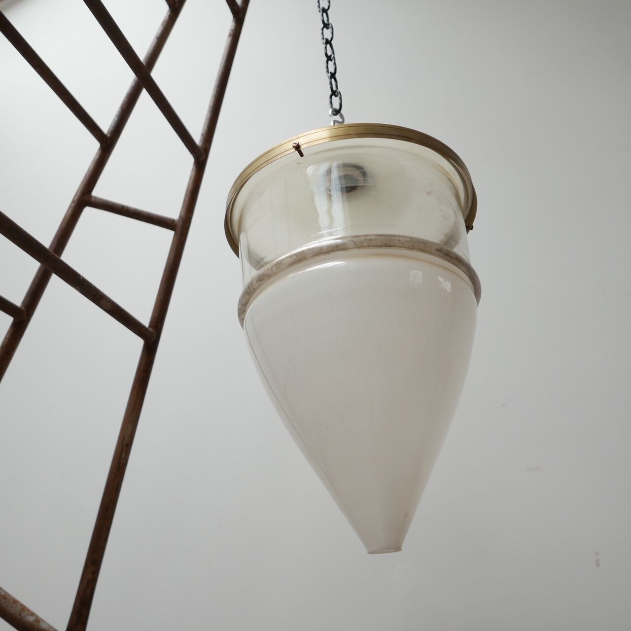 German Antique Three Part Large Pendant Light