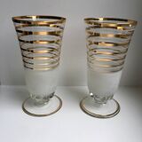 Pair of granite vases and gilded edging 60s
