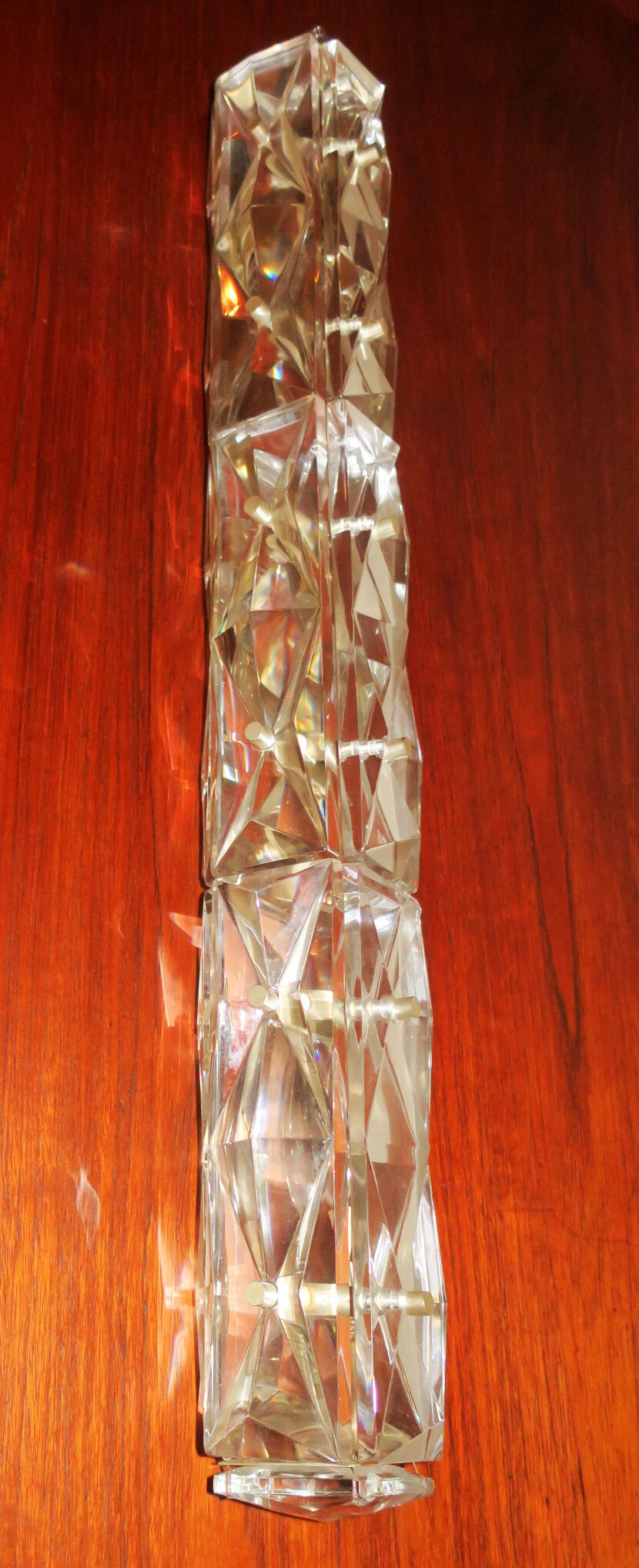 Kinkeldey faceted crystal long ceiling or wall light 1960s
