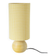 Vintage table lamp – Turned wood and yellow Vichy