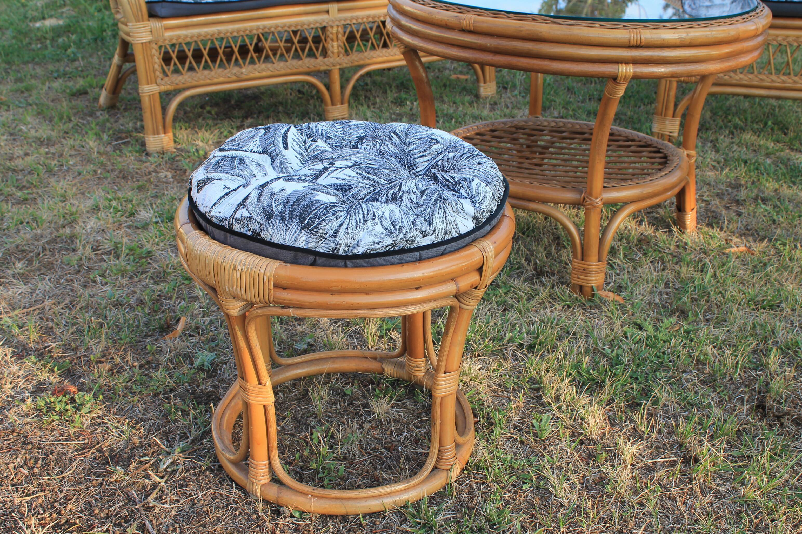 5-piece rattan salon 70/80 year jungle fabric