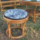5-piece rattan salon 70/80 year jungle fabric