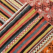 5x6 Vintage Red & Orange Striped Kilim Rug, 163x193Cm