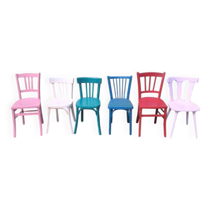 Lot de 6 chaises en bois - bistrot
