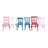 Lot de 6 chaises en bois bistrot dépareillé vintag