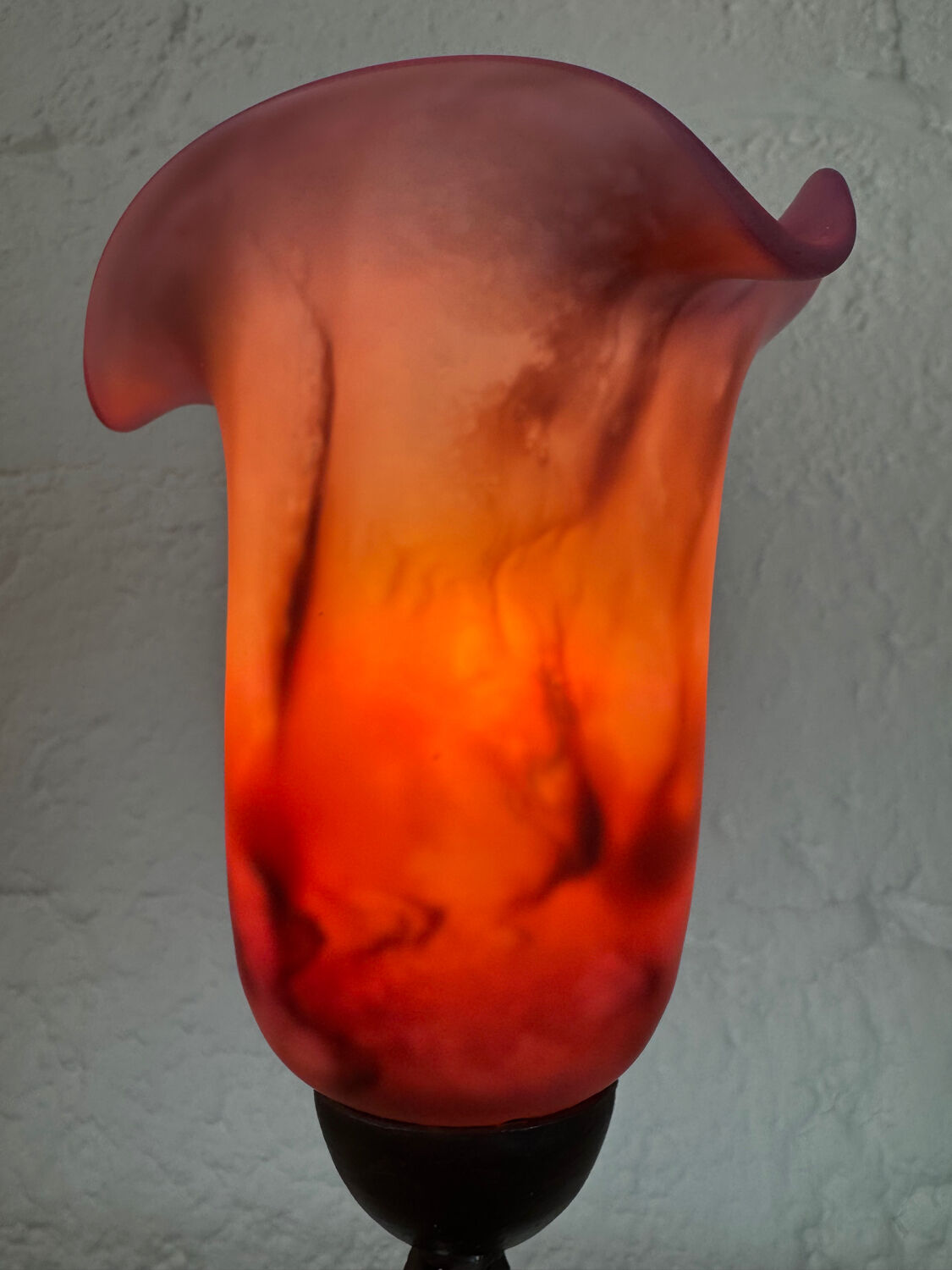 Lampe fer forgé tulipe Art Déco