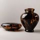 Vintage Murano Glass Vase and Bowl in Tortoise Shell Optic - Amber-Brown Glass Art