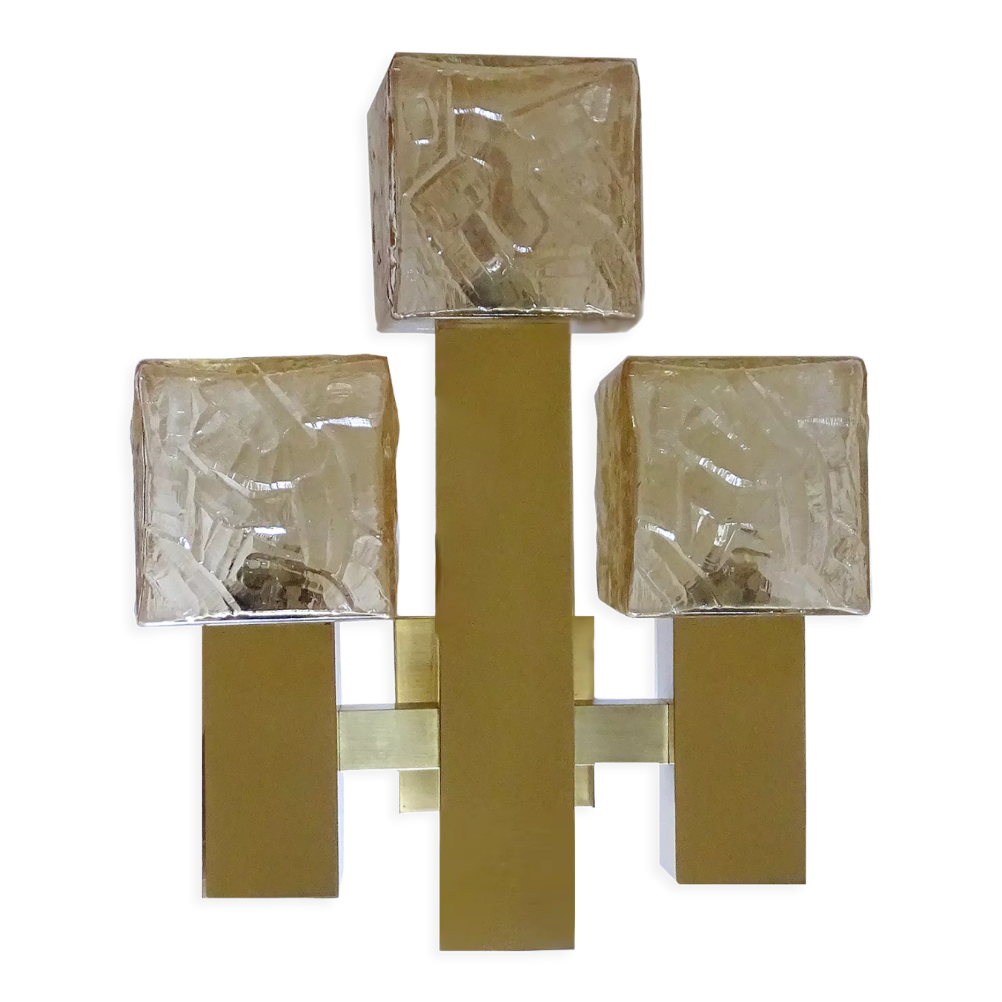 Vintage wall lamp Kalmar Austria, brass glass, 60s