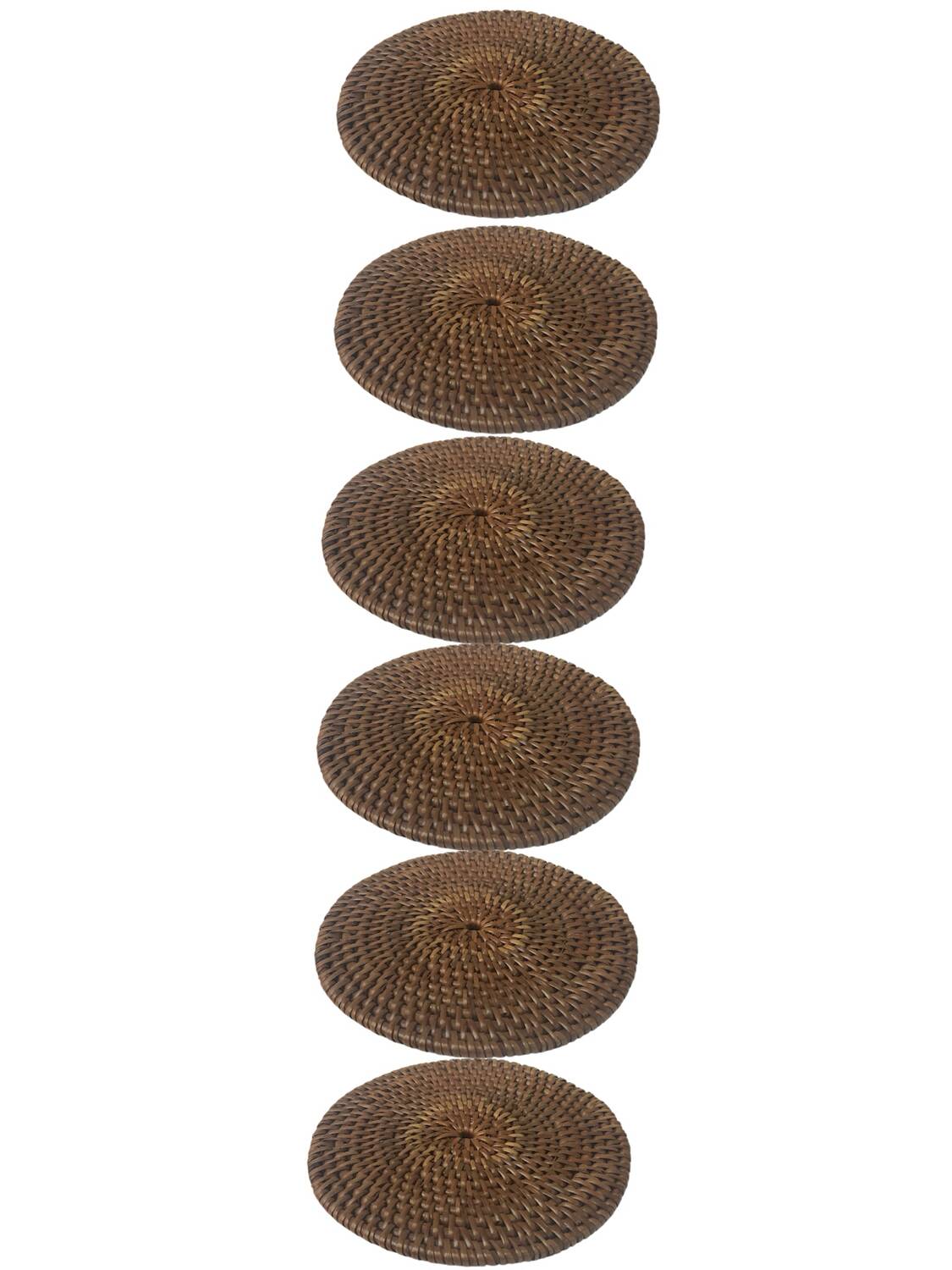 Set of 6 handwoven rattan coasters - natural ethnic style
