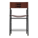 Contemporary classic bar stool with a dark brown leather backrest and black metal.
