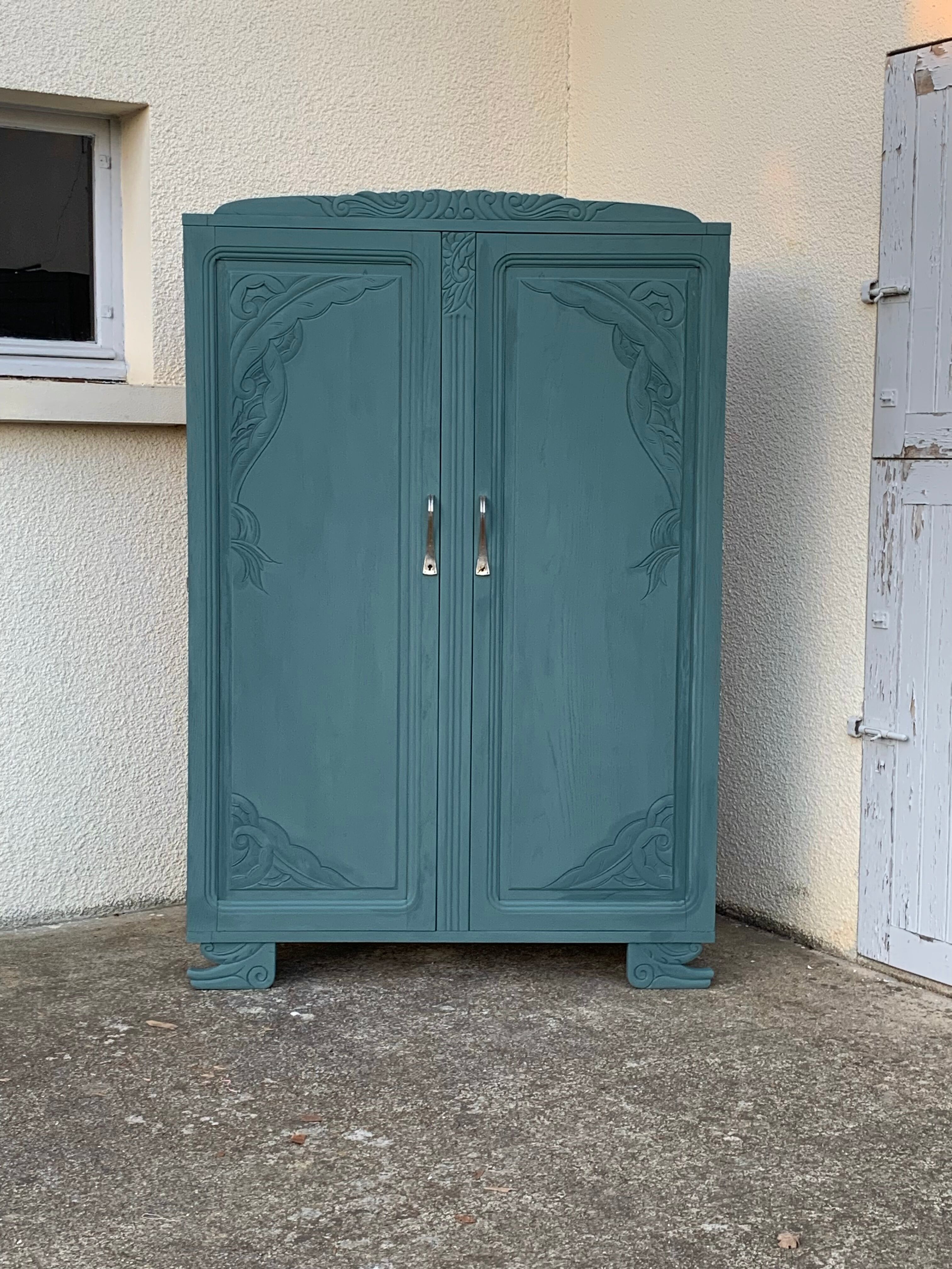 Parisian art deco wardrobe blue gray 1930