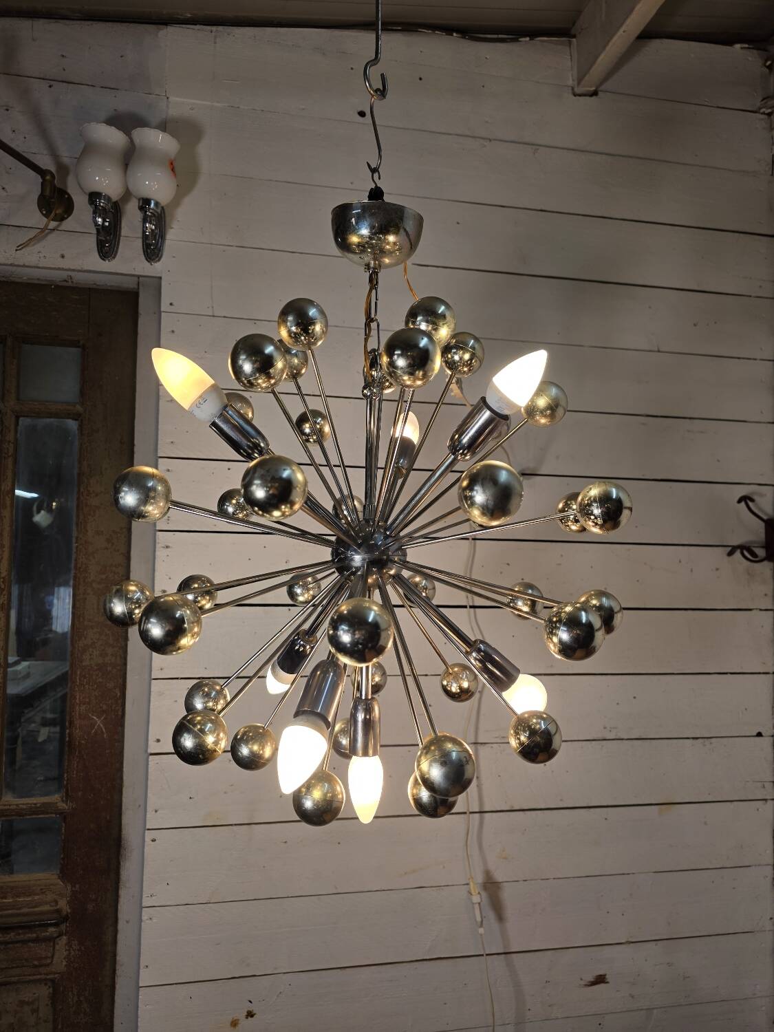 1970s chrome metal Sputnik chandelier