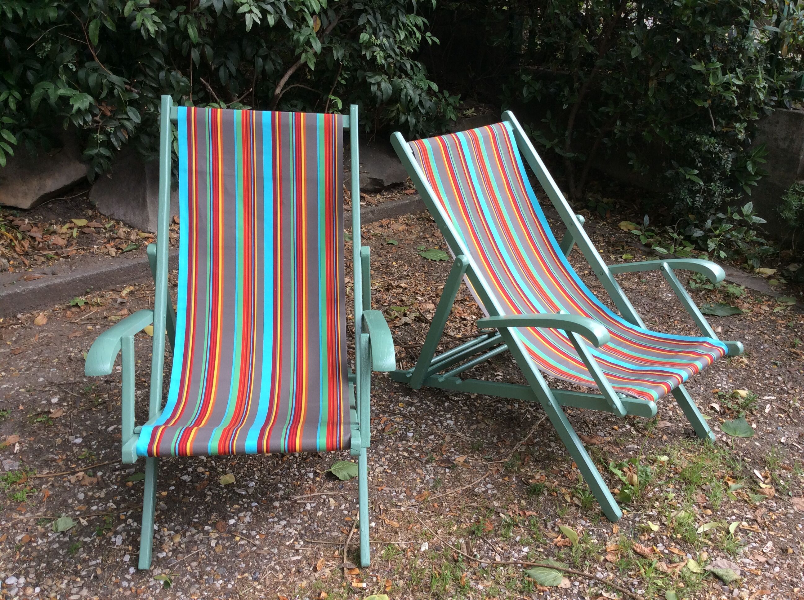 Long chairs of the 60 years green (pair)