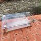 Rectangular coffee table in glass, brass and plexiglass Italy Hollywood Re