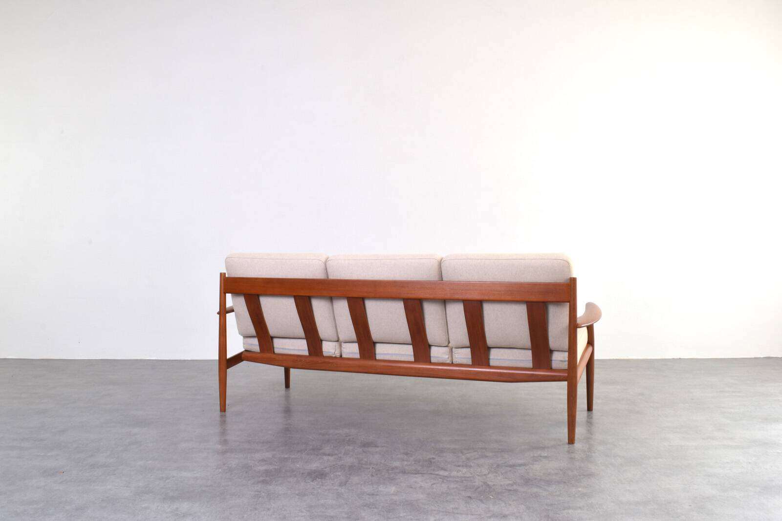 Mid-Century Danish Teak & Wool Sofa by Grete Jalk for France & Søn