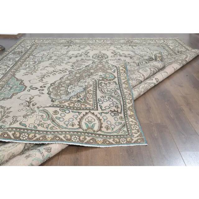 1970s Vintage Persian Handmade Wool Cotton Pink Area Rug 286x380