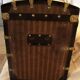 Curved trunk chest storage wood and canvas to scratches