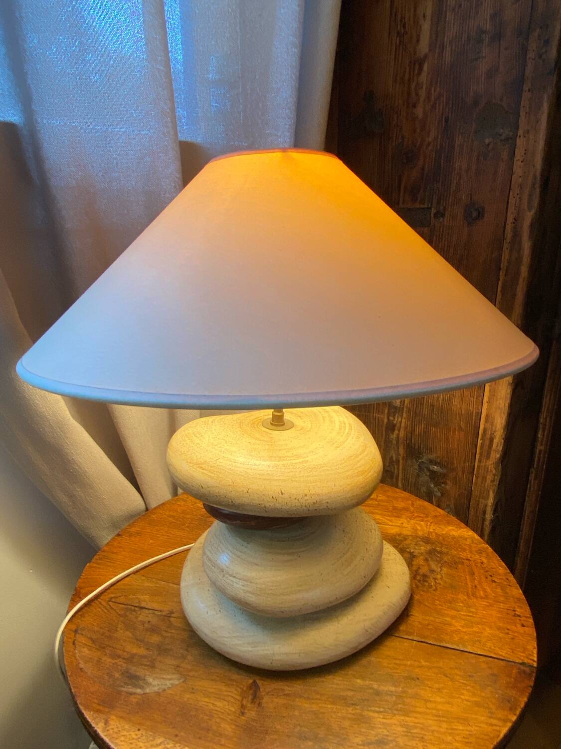 Pebble table lamp, adjustable shade, François Chatain