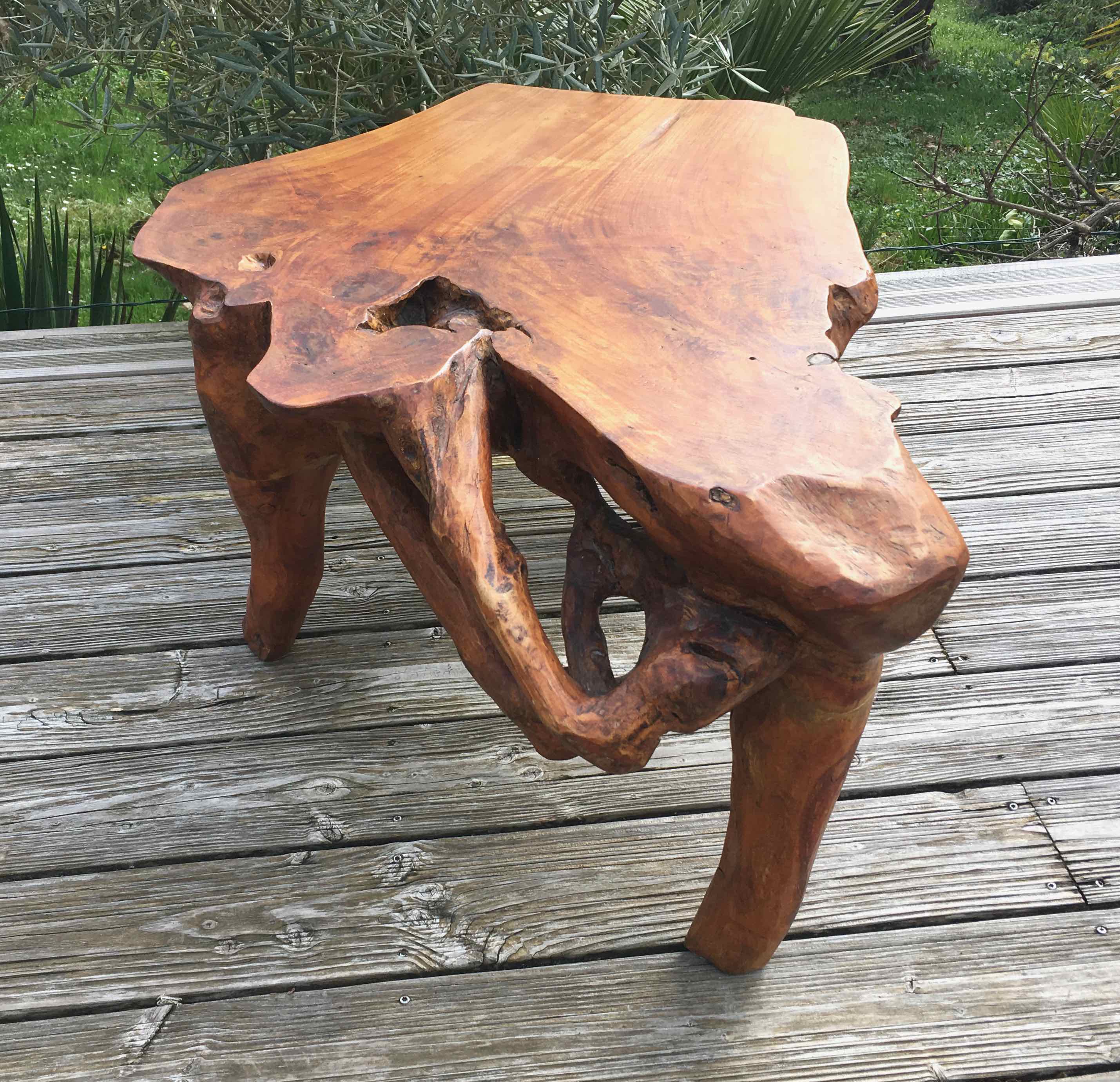 Brutalist teak root coffee table