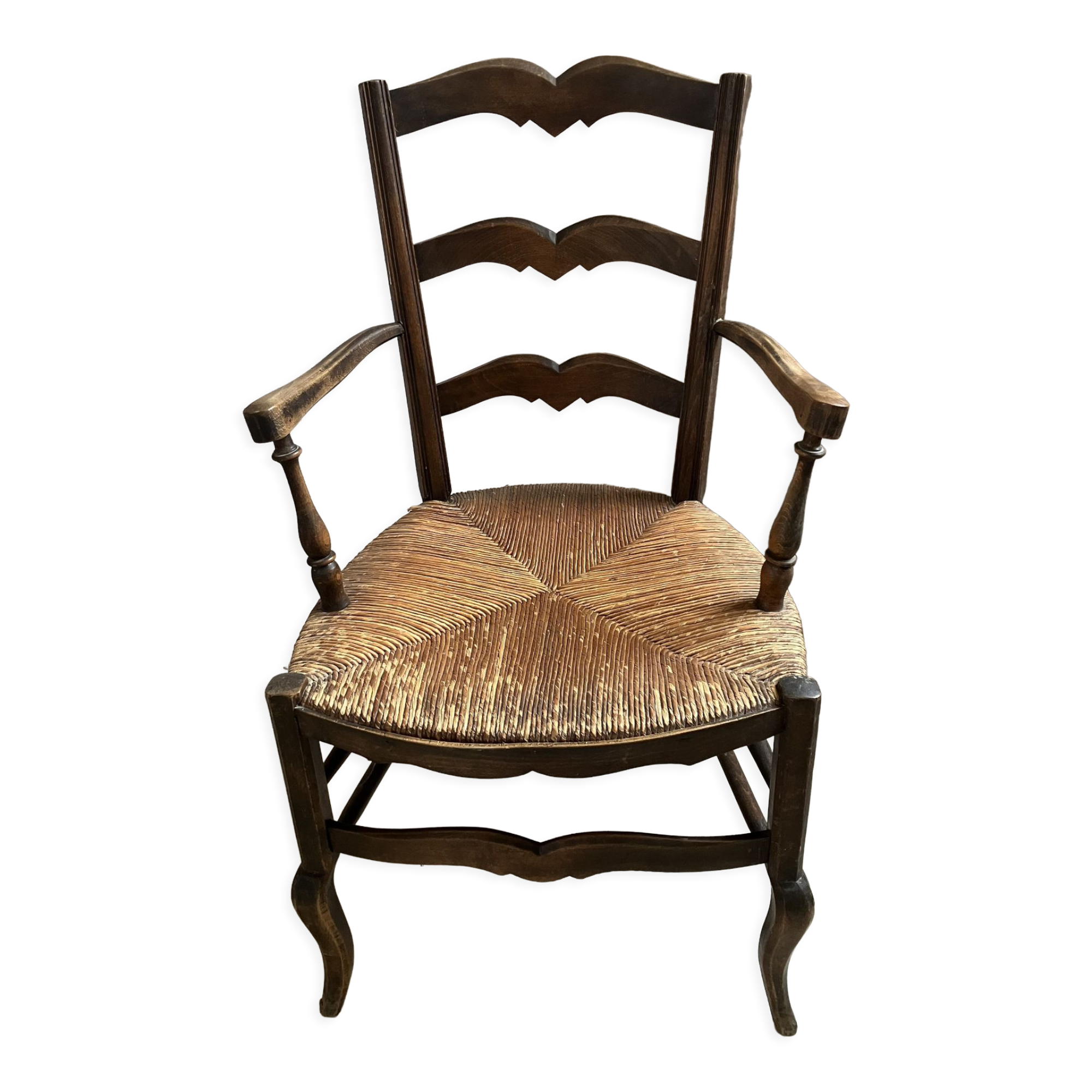 Armchair country paillé XIXth