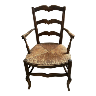 Armchair country paillé XIXth