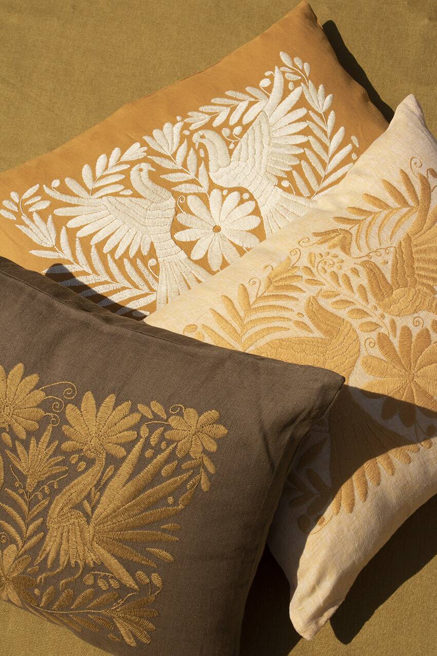 Hand-embroidered cushion