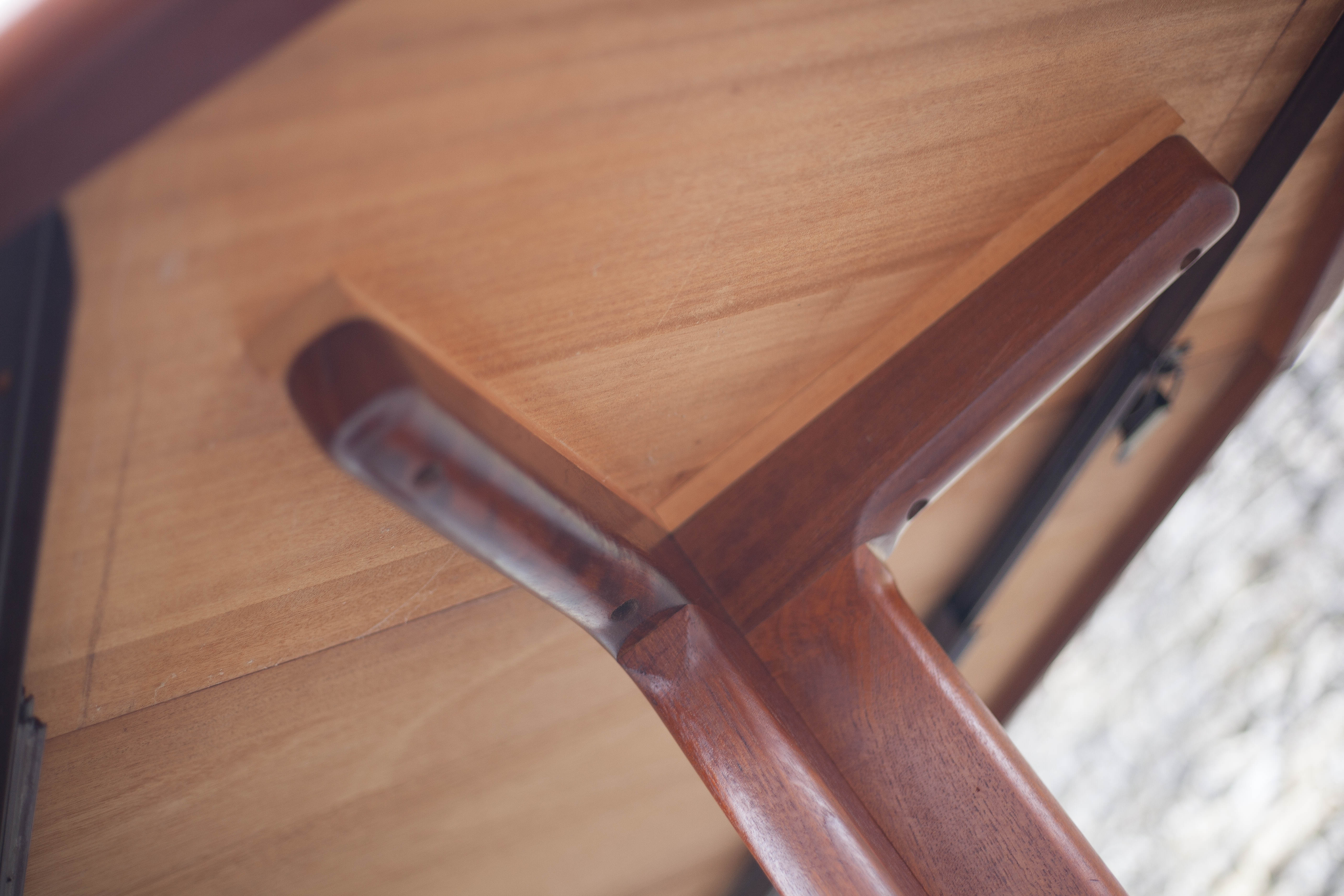 Round dining table extendable 2 extensions, vintage teak table, interior decoration